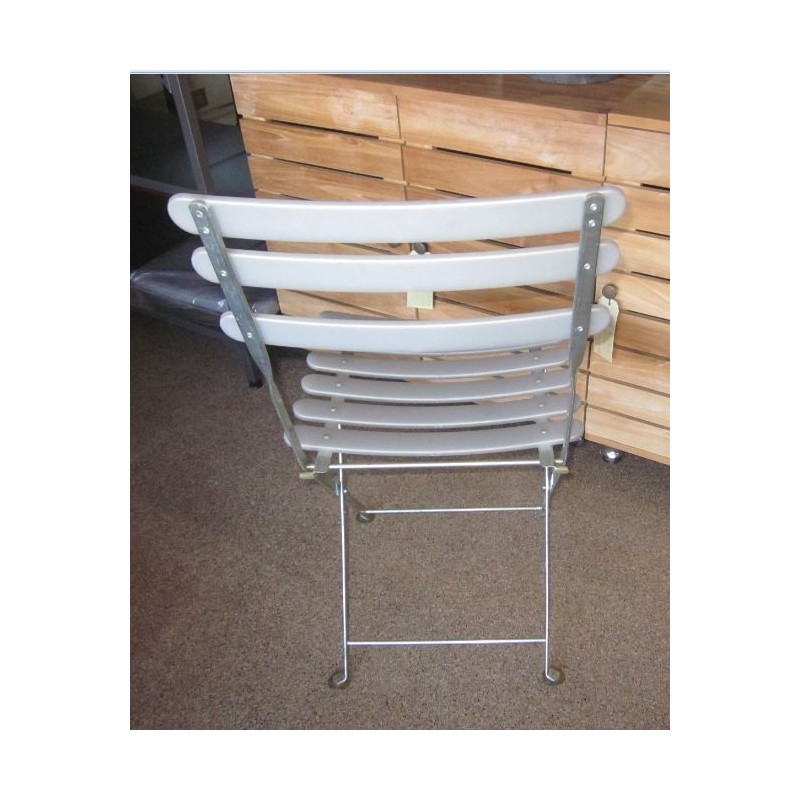  Set di 2 sedie Bistrot Emu pieghevole con telaio zincato e doghe in PVC grigie