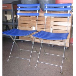  Set di 2 sedie Bistrot Emu pieghevole con telaio zincato e doghe in PVC colore blu