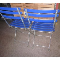  Set di 2 sedie Bistrot Emu pieghevole con telaio zincato e doghe in PVC colore blu