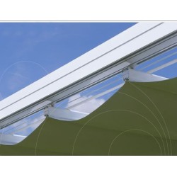 Pergola autoportante Onda in alluminio con copertura telo in PVC profili 120x120