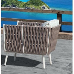 Set Mykonos in alluminio naturale divano due poltrone e tavolino