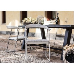 Sedia pranzo Sofia Cb Design con telaio in alluminio e orditura in corda sintetica naturale