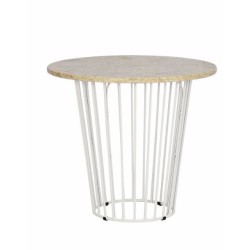 Tavolo caffè basso Circle in alluminio con piano in Teak Cbdesign  diametro cm 70 x 63 H