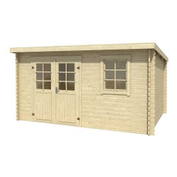 Casetta in legno ad una falda Amira 230 cm 380x230 senza pavimento - porta a due ante e finestra singola