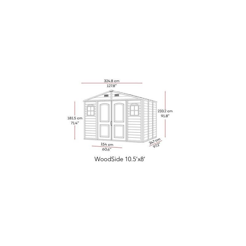 Casetta Woodside  in PVC  10.5x8  Duramax  325x319x233 H cm