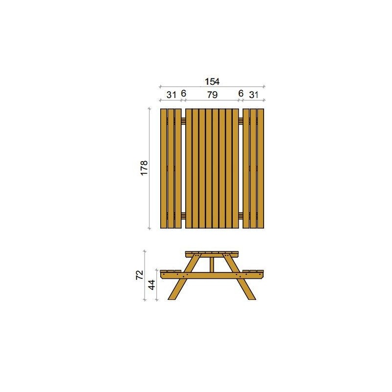 Set Pic-Nic monoblocco in legno PE0212X