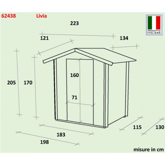 Casetta da giardino Livia - colore Grigio - cm 198x130