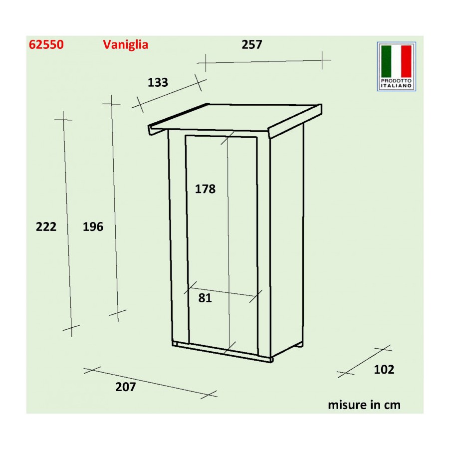 Casetta da Giardino Vaniglia - Cm 207x102
