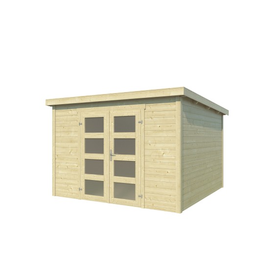 Casetta in legno ad una falda Zambezi 7 cm 300x300 senza pavimento e porta a due ante