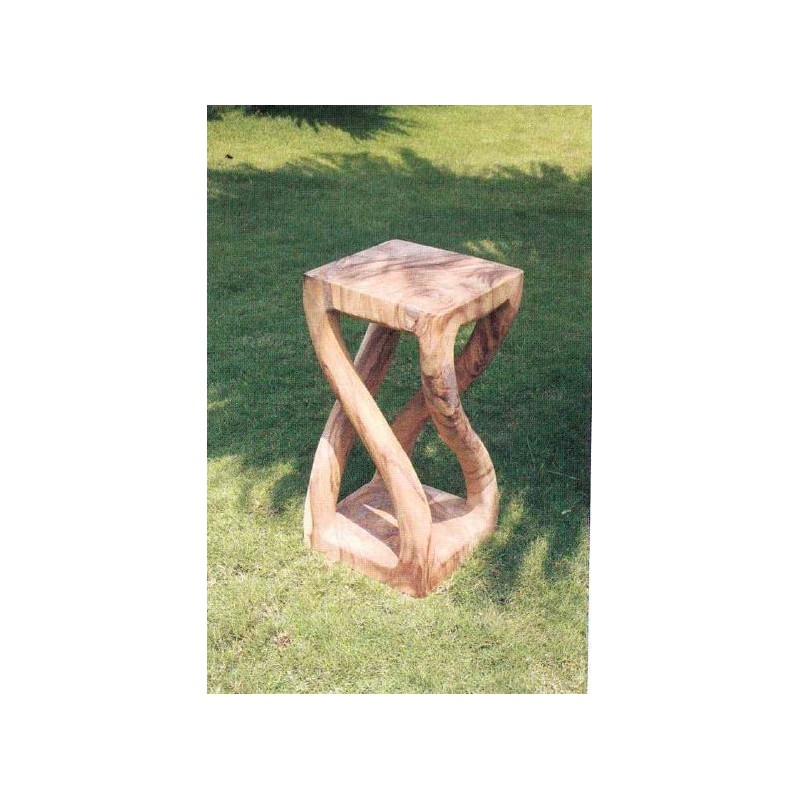 Tavolino scultura Double Twist in accacia 30x30x60H