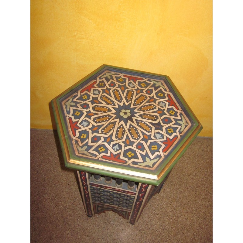 Tavolino Ottagonale Tambure in legno colorato Verde
