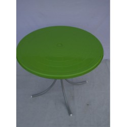Tavolo rotondo Drink diametro 80 acciaio e piano in resina verde pistacchio